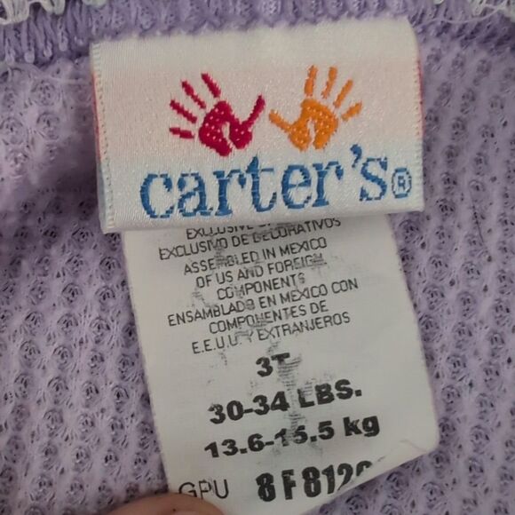 Carter's Girls Vintage Pastel Purple Thermal Embroidered Bunny Bear Jacket - Picture 3 of 7